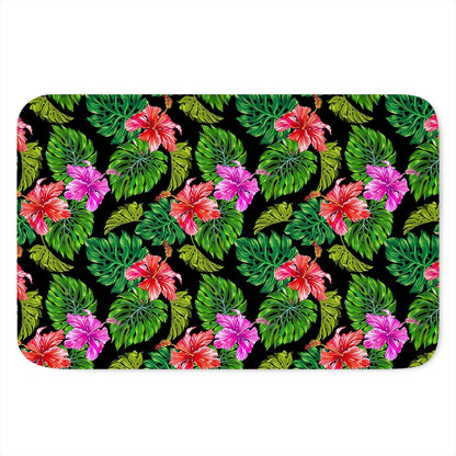 Monstera Hibiscus Hawaii Pattern Print Indoor Door Mat