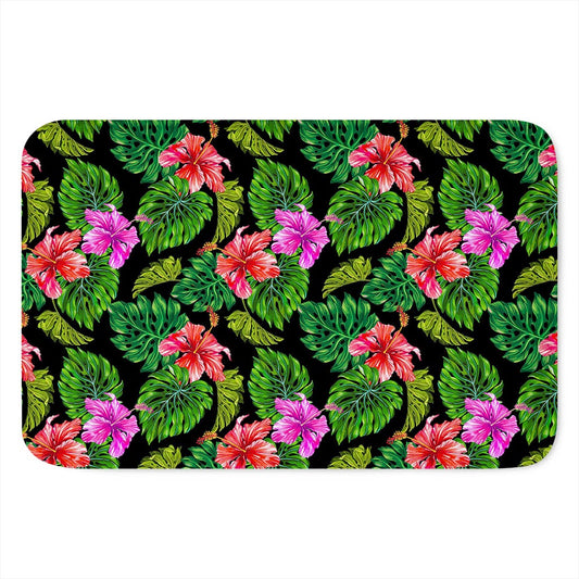 Monstera Hibiscus Hawaii Pattern Print Indoor Door Mat