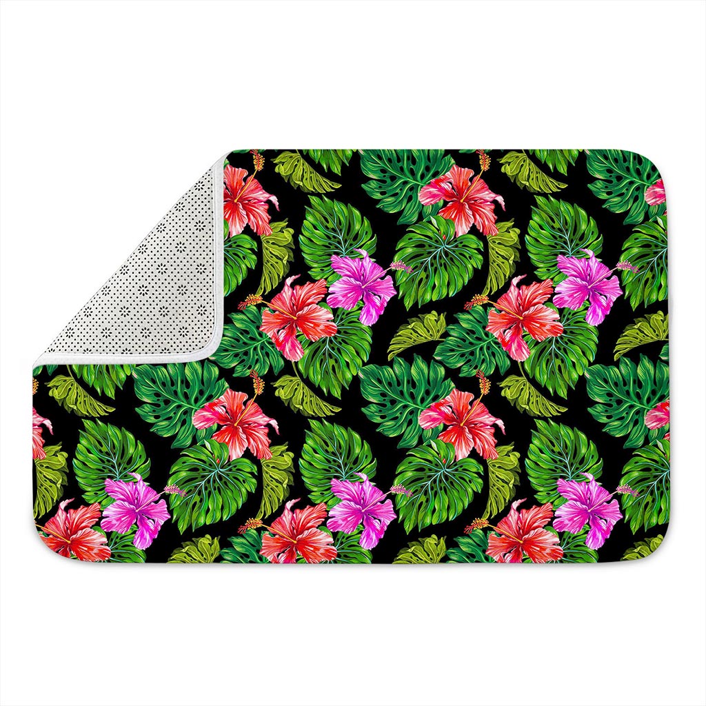 Monstera Hibiscus Hawaii Pattern Print Indoor Door Mat
