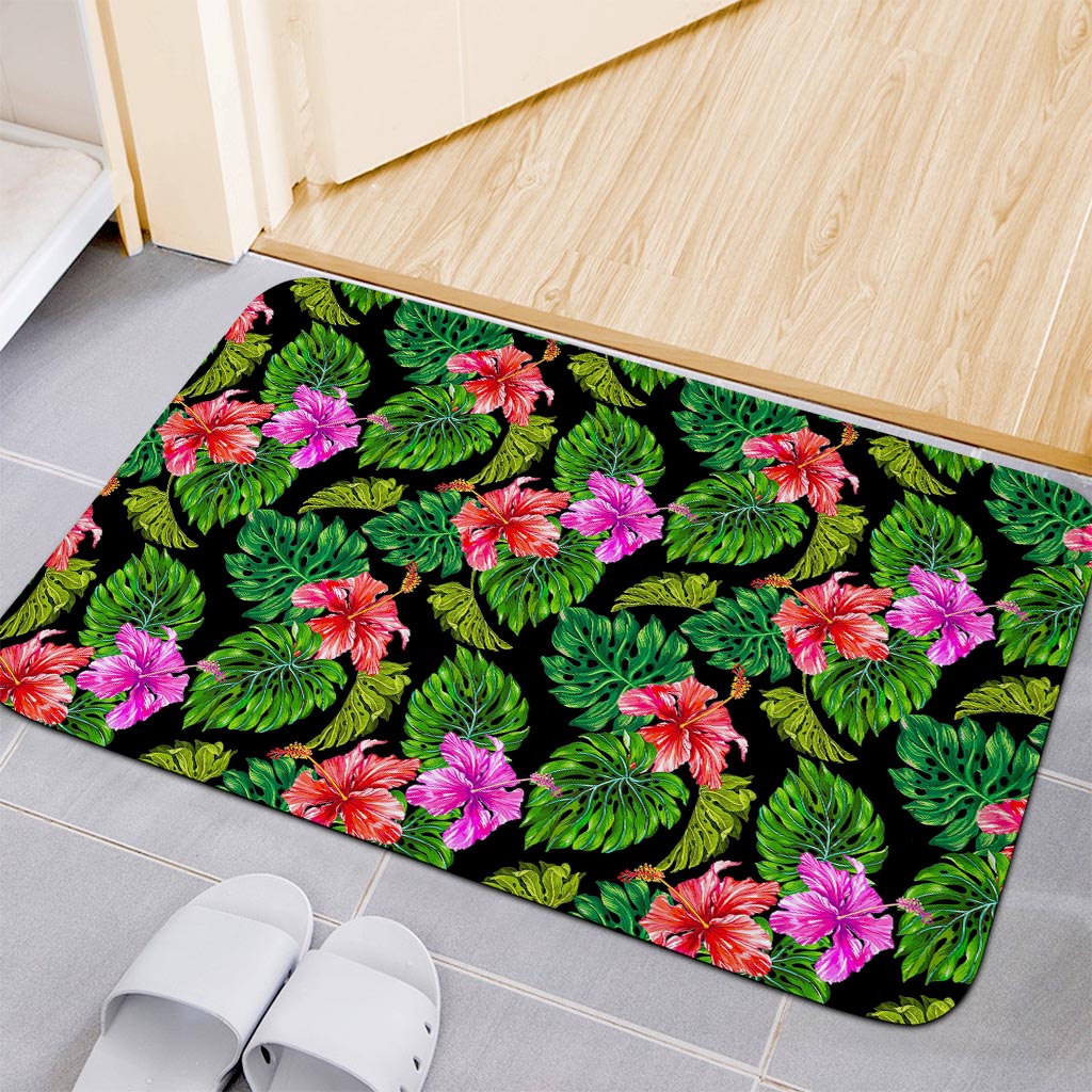 Monstera Hibiscus Hawaii Pattern Print Indoor Door Mat