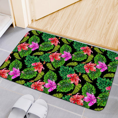 Monstera Hibiscus Hawaii Pattern Print Indoor Door Mat