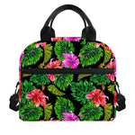 Monstera Hibiscus Hawaii Pattern Print Insulated Lunch Bag