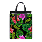 Monstera Hibiscus Hawaii Pattern Print Insulated Lunch Tote