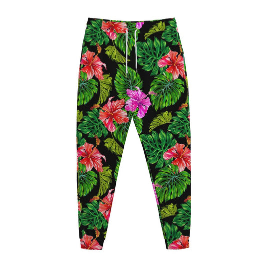 Monstera Hibiscus Hawaii Pattern Print Jogger Pants