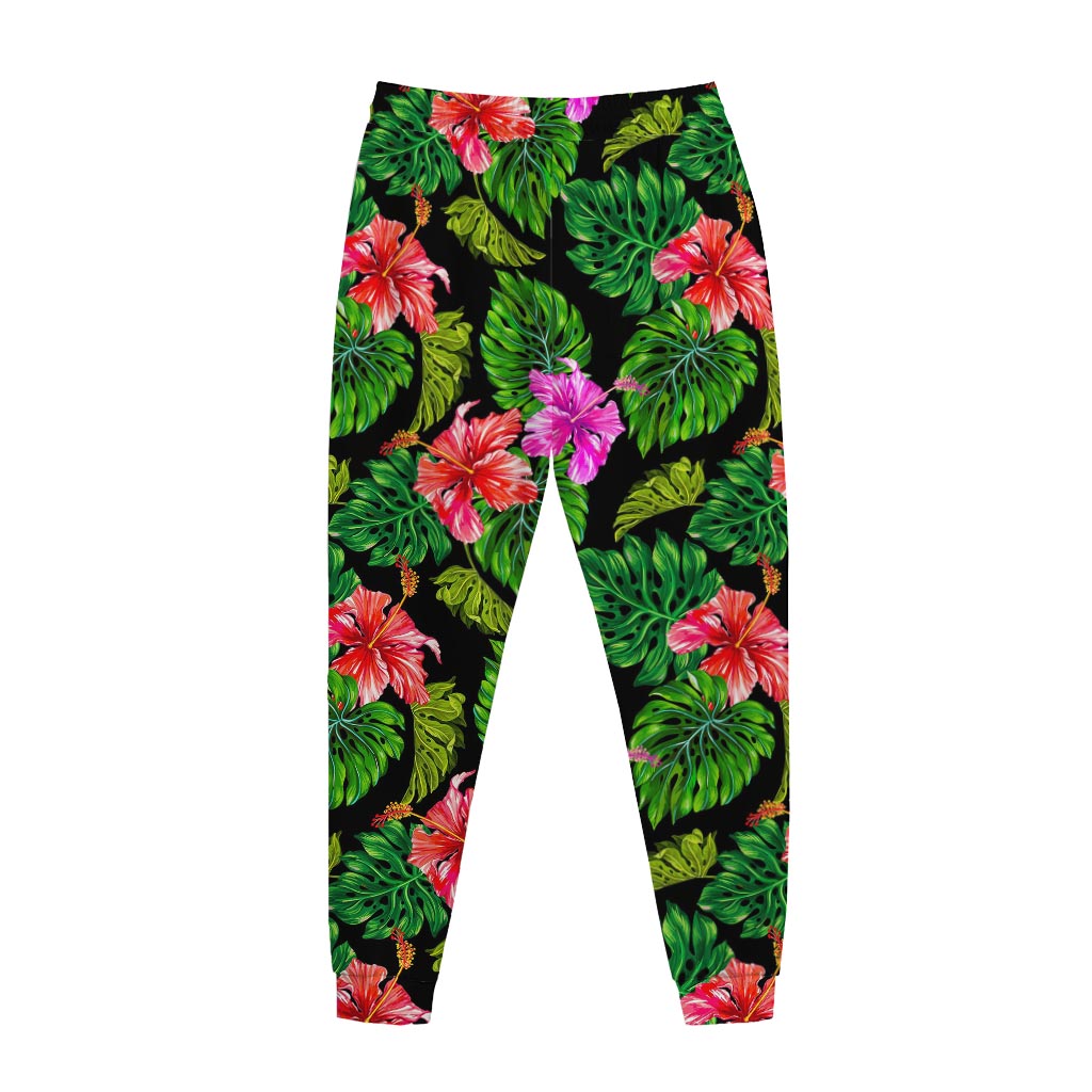 Monstera Hibiscus Hawaii Pattern Print Jogger Pants