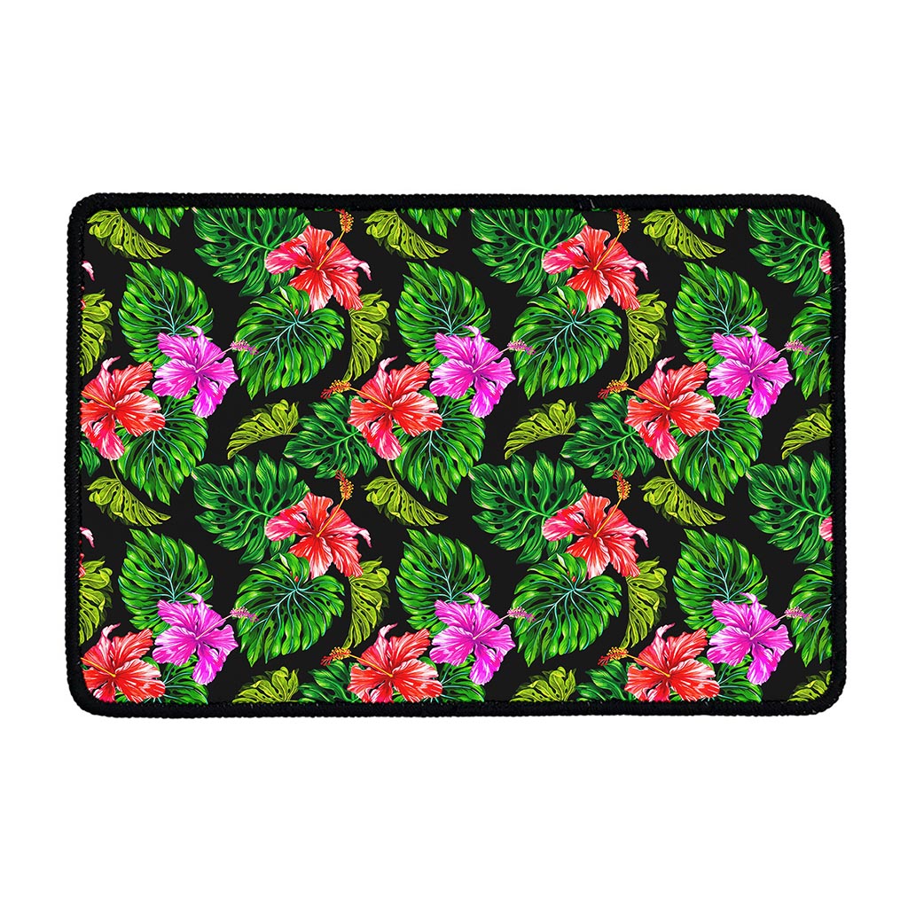 Monstera Hibiscus Hawaii Pattern Print Kitchen Mat
