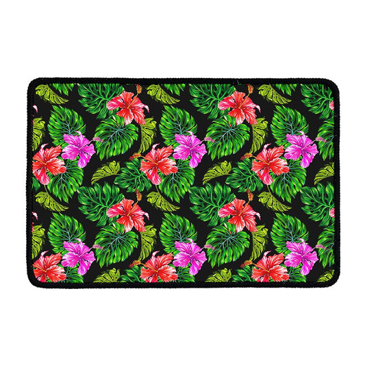 Monstera Hibiscus Hawaii Pattern Print Kitchen Mat