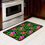 Monstera Hibiscus Hawaii Pattern Print Kitchen Mat