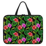 Monstera Hibiscus Hawaii Pattern Print Laptop Sleeve With Handle