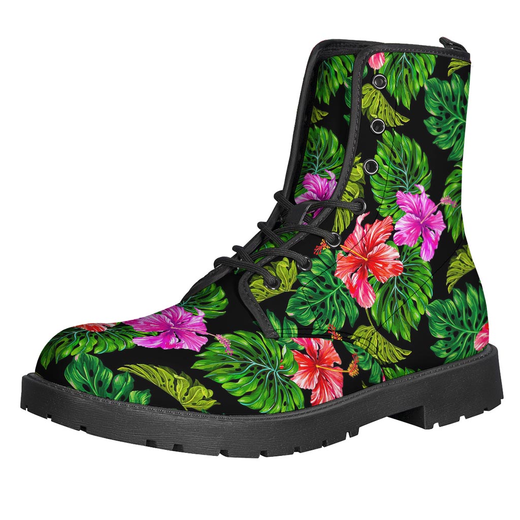 Monstera Hibiscus Hawaii Pattern Print Backpack