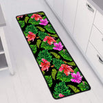 Monstera Hibiscus Hawaii Pattern Print Long Kitchen Mat