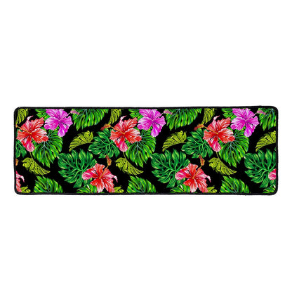Monstera Hibiscus Hawaii Pattern Print Long Kitchen Mat