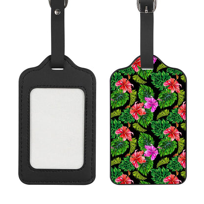 Monstera Hibiscus Hawaii Pattern Print Luggage Tag