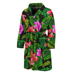 Monstera Hibiscus Hawaii Pattern Print Men's Bathrobe