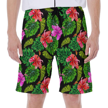 Monstera Hibiscus Hawaii Pattern Print Men's Beach Shorts
