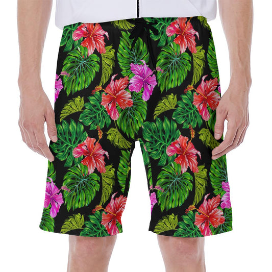 Monstera Hibiscus Hawaii Pattern Print Men's Beach Shorts