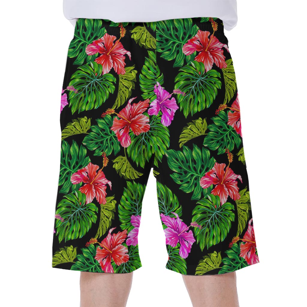 Monstera Hibiscus Hawaii Pattern Print Men's Beach Shorts