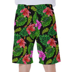 Monstera Hibiscus Hawaii Pattern Print Men's Beach Shorts