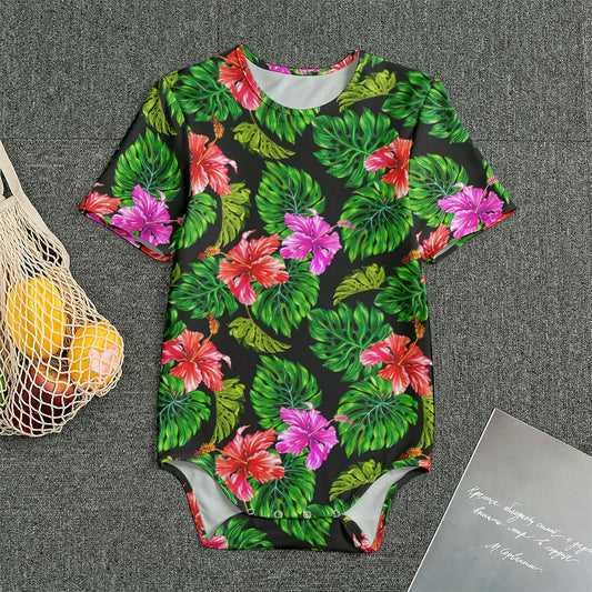 Monstera Hibiscus Hawaii Pattern Print Men's Bodysuit