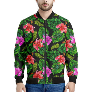 Monstera Hibiscus Hawaii Pattern Print Men's Bomber Jacket