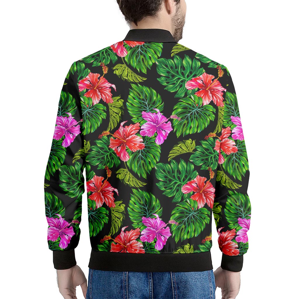 Monstera Hibiscus Hawaii Pattern Print Men's Bomber Jacket