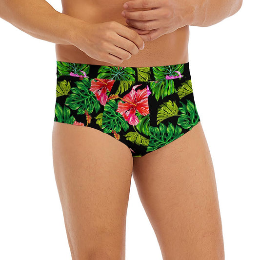 Monstera Hibiscus Hawaii Pattern Print Men's Briefs