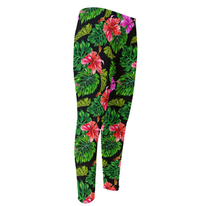 Monstera Hibiscus Hawaii Pattern Print Men's Compression Pants