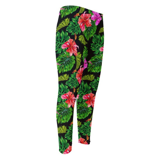 Monstera Hibiscus Hawaii Pattern Print Men's Compression Pants