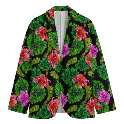 Monstera Hibiscus Hawaii Pattern Print Men's Cotton Blazer