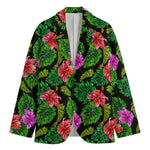 Monstera Hibiscus Hawaii Pattern Print Men's Cotton Blazer