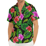 Monstera Hibiscus Hawaii Pattern Print Men's Deep V-Neck Shirt