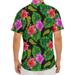 Monstera Hibiscus Hawaii Pattern Print Men's Deep V-Neck Shirt