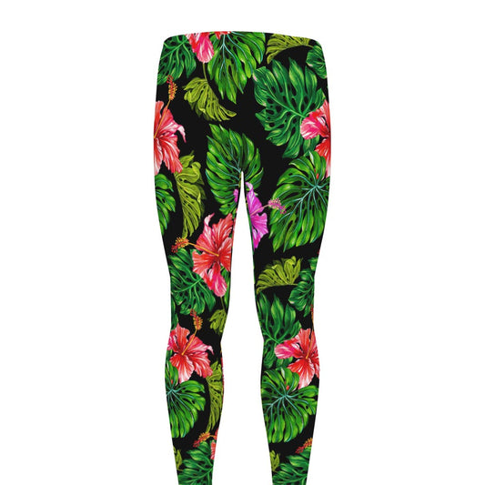 Monstera Hibiscus Hawaii Pattern Print Men's leggings