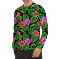 Monstera Hibiscus Hawaii Pattern Print Men's Long Sleeve Rash Guard