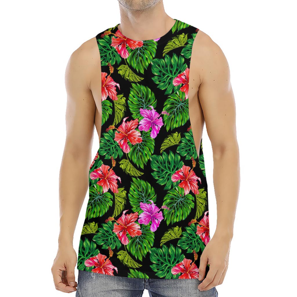 Monstera Hibiscus Hawaii Pattern Print Men's Muscle Tank Top