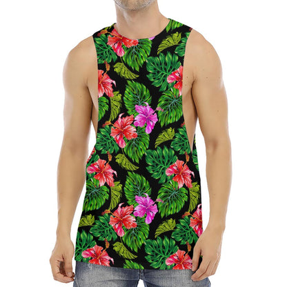 Monstera Hibiscus Hawaii Pattern Print Men's Muscle Tank Top