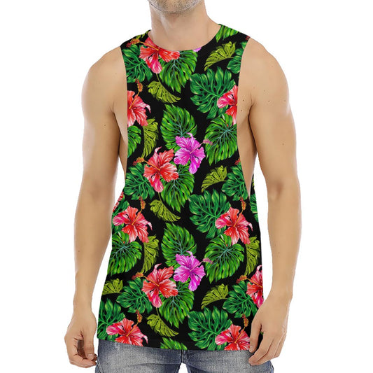 Monstera Hibiscus Hawaii Pattern Print Men's Muscle Tank Top