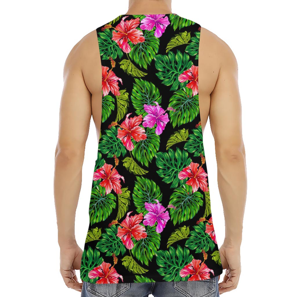 Monstera Hibiscus Hawaii Pattern Print Men's Muscle Tank Top