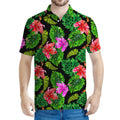Monstera Hibiscus Hawaii Pattern Print Men's Polo Shirt