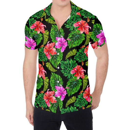 Monstera Hibiscus Hawaii Pattern Print Men's Shirt
