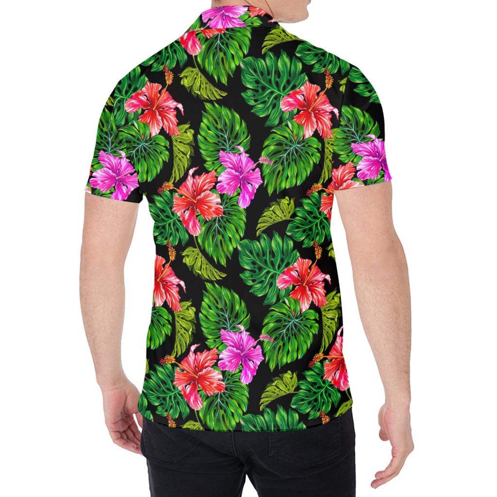 Monstera Hibiscus Hawaii Pattern Print Men's Shirt