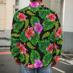 Monstera Hibiscus Hawaii Pattern Print Men's Shirt Jacket