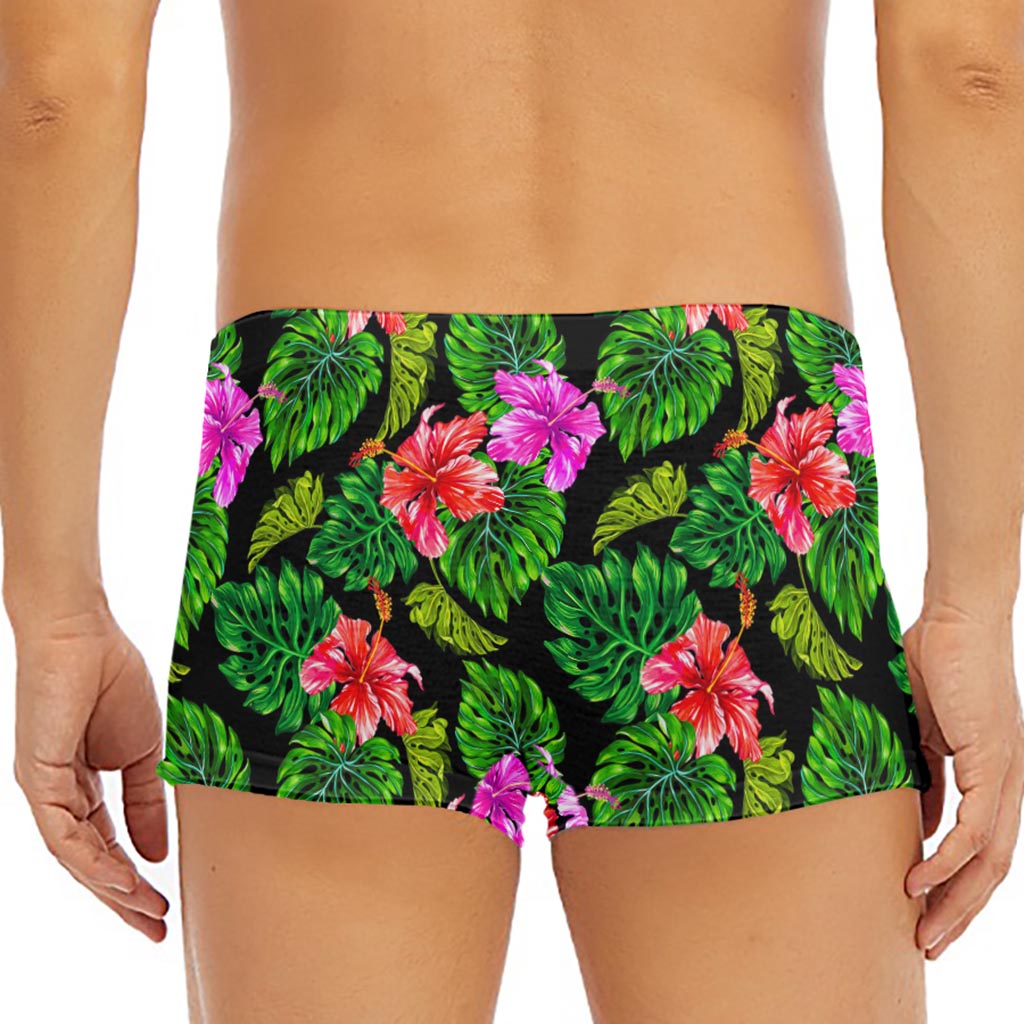 Monstera Hibiscus Hawaii Pattern Print Men's Short Boxer Briefs