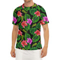 Monstera Hibiscus Hawaii Pattern Print Men's Short Sleeve Rash Guard