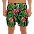 Monstera Hibiscus Hawaii Pattern Print Men's Split Running Shorts