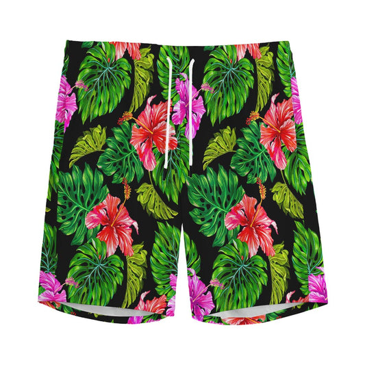 Monstera Hibiscus Hawaii Pattern Print Men's Sports Shorts