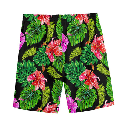 Monstera Hibiscus Hawaii Pattern Print Men's Sports Shorts