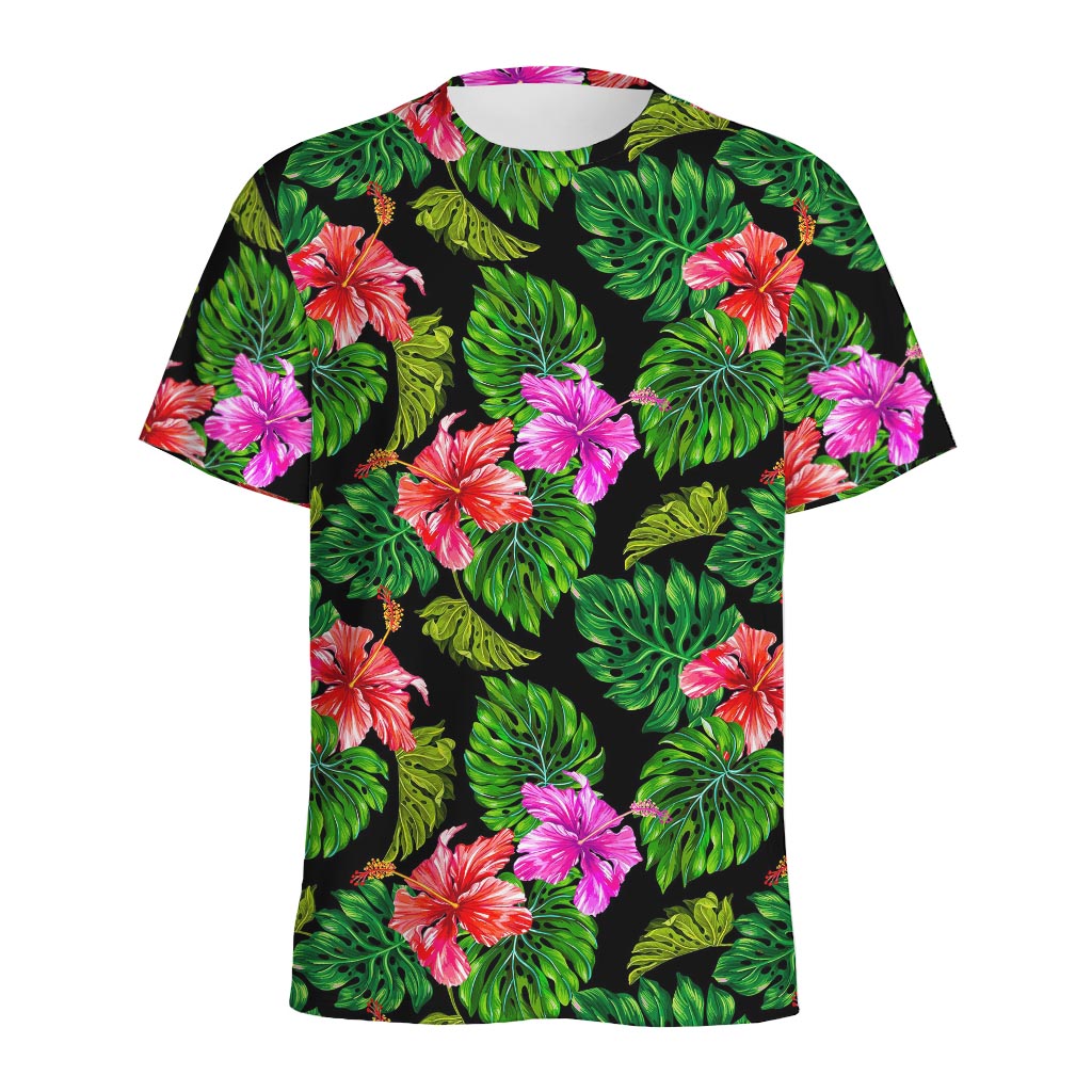 Monstera Hibiscus Hawaii Pattern Print Men's Sports T-Shirt