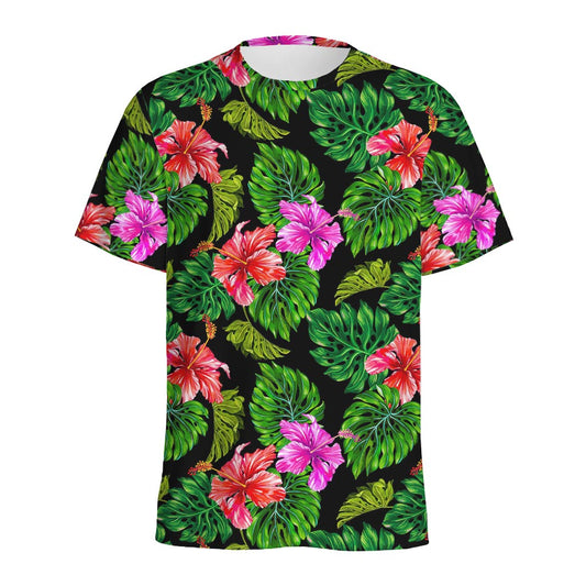 Monstera Hibiscus Hawaii Pattern Print Men's Sports T-Shirt