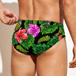 Monstera Hibiscus Hawaii Pattern Print Men's Swim Briefs